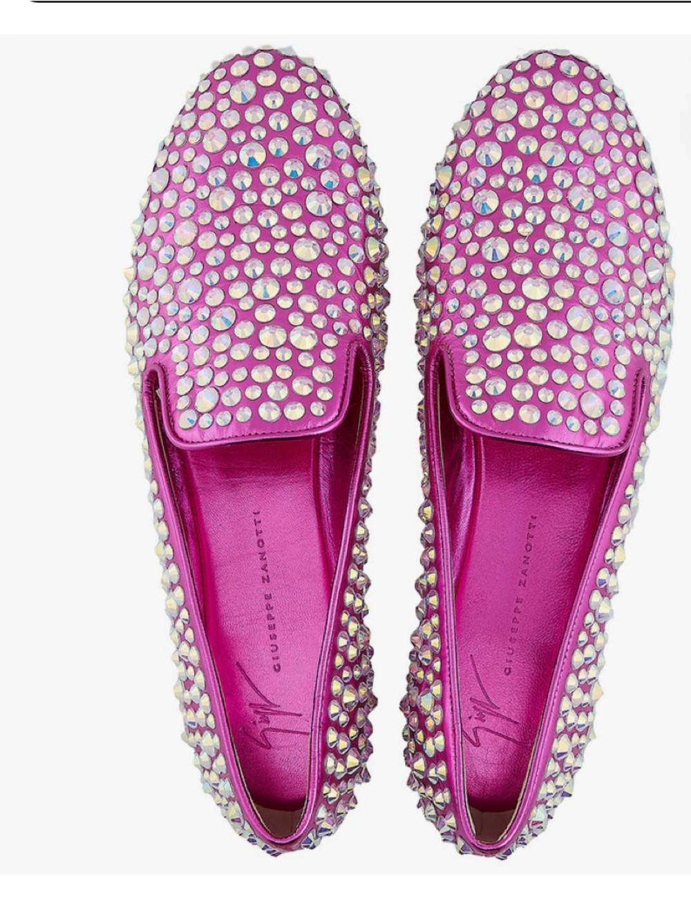 Giuseppe Zanotti Pink Rhinestone Embellised Loafers